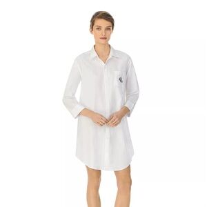 LAUREN RALPH LAUREN
Roll-Cuff Sleepshirt Nightgown